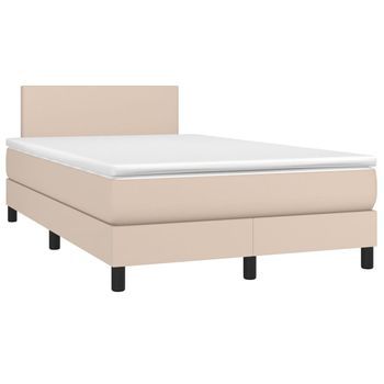 Cama Box Spring Con Colchón Cuero Sintético Capuchino 120x190cm Vidaxl