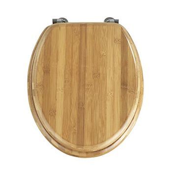 Wenko Tapa De Wc Bambus - Sujeción De Metal- Cromo, Bambú, 34.5 X 41.5 Cm, Marrón Oscuro