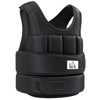 HOMCOM Chaleco lastrado ajustable 10 kg máx. pesos extraíbles entrenamiento musculación boxeo oxford 50x60cm negro   Aosom España
