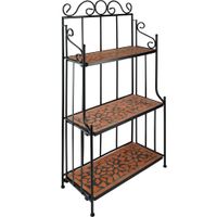 estanteria para plantas de forja y mosaico con 3 estantes terracota