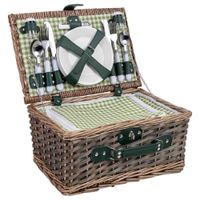 cesta de picnic 4 servicios verde claro 40x28x19 cm