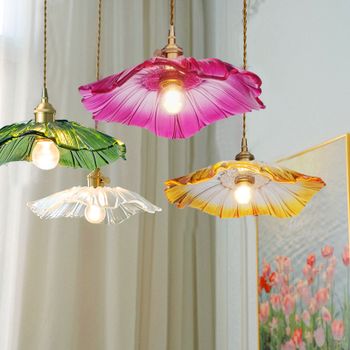 Luces colgantes Vintage, lámparas colgantes de cristal de flores, iluminación de decoración del hogar, sala de estar, dormitorio, mesita de noche, accesorio de iluminación para tienda interior