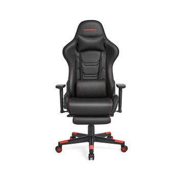 Silla Gaming Giratoria con Respaldo Inclinable Negro y Rojo, Negro + Rojo