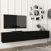 mueble tv suspendido vihti aglomerado 180 x 31 x 30 cm - negro encasa