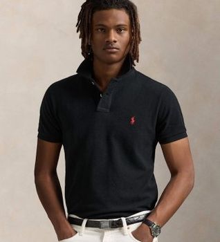 Polo Ralph Lauren para hombre. 710782592001 Polo de piqué negro (L), Casual, Algodón, Manga corta
