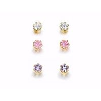 9ct Gold Three Colour Cubic Zirconia Earring Box Set - G5122
