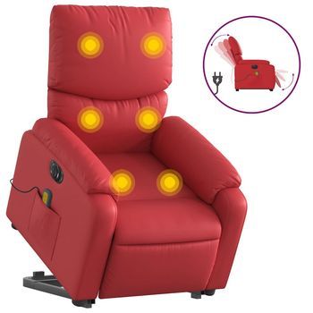 Sillón De Salón | Silla | Sillón De Masaje Elevable Eléctrico Cuero Artificial Rojo