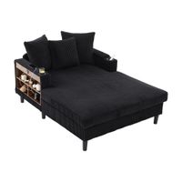 chaiselongue multifuncional de pana negro   aosom espana