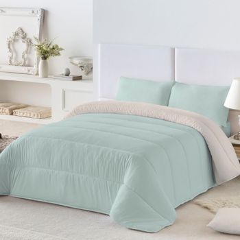 Edredón Nórdico Bicolor Reversible 100% Microfibra Cama 135/150 Cm Naturals Verde/piedra