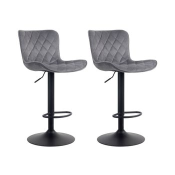 Set de 2 Taburetes de bar regulable en Terciopelo Gris oscuro