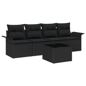 Juego De Sofás De Jardín De 5 Uds Con Cojines Ratán Negro Cfw891071