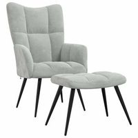 sillon lounge de diseno moderno con reposapies de terciopelo gris dec026579