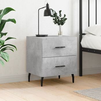 Mesita De Noche | Mesa Auxiliar | Mesilla Madera Ingeniería Gris Hormigón 40x35x47,5 Cm Cfw54937