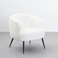 sillon butaca redondo con brazos blanco de tela de borreguito para salon casaseleccion
