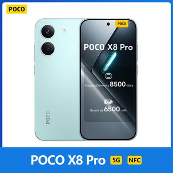 POCO X8 Pro 5G 256GB/512GB Versión EEA NFC, Dimensity 8500-Ultra, 6.59 pulgadas, 120 Hz, Cámara de 50 MP, 6500 mAh, IP68