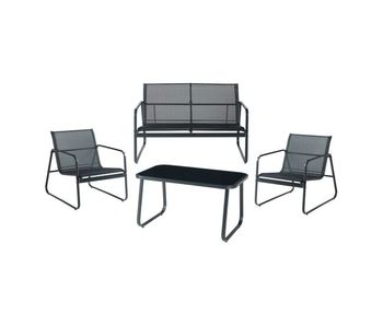 Conjunto de muebles de jardin anzi 4 piezas acero/cristal - negro [casa.pro]