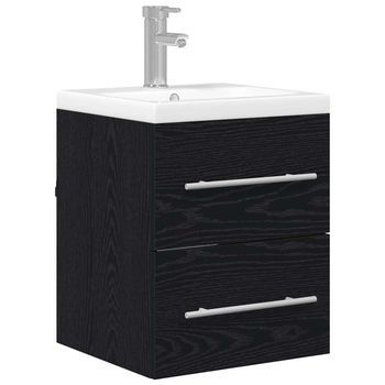 Gabinete De Lavabo Para Baño Roble Negro 41 X 38,5 X 48 Cm Vidaxl