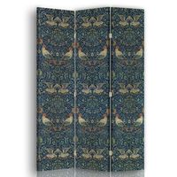 legendarte - biombo bird - william morris - separador de ambientes para interiores cm 110x150 3 paneles