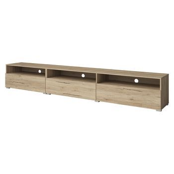 Mueble Tv Xl Ramos – 270 Cm – Roble – 3 Puertas Abatibles Y 3 Nichos – Para Colocar O Colgar