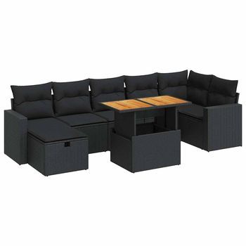 Set Sofás Jardín Y Cojines 5 Piezas Ratán Sintético Acacia Negro