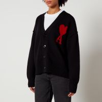ami de coeur logo-intarsia wool cardigan - xxl