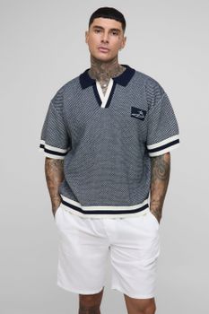 Polo Tall Oversize Recto De Punto Abierto Con Filo En Contraste, Navy