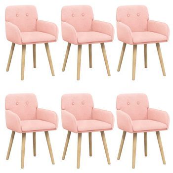 Sillas De Comedor 6 Uds. Bouclé Rosa 59 X 57 X 85 Cm Vidaxl