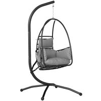 outsunny silla colgante con soporte cesta plegable reposacabezas cojin bolsillo lateral carga 120 kg gris oscuro   aosom espana