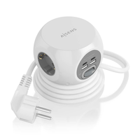 aisens regleta de enchufes sobremesa multifuncion con 3 tomas 2xusb c 2xusb a 1 4m blanco