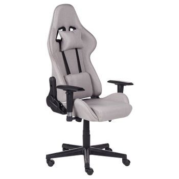 Silla De Oficina De Poliéster Gris Claro Negro Gaming Altura Regulable Warrior