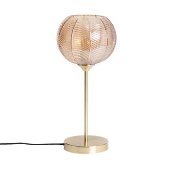 Lámpara de mesa interior metal y vidrio, 20cm, ambar