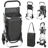 homcom carro de la compra bolsa oxford 40 l diseno de 3 ruedas marco de aluminio asiento gris oscuro   aosom espana