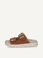 caprice mule brown made of leather without heel size 36