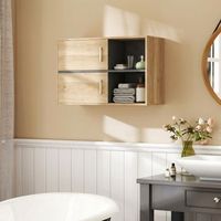 armario de bano de pared de mdf homcom 80x35x575 cm natural