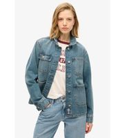 superdry para mujer w5011809a chaqueta vaquera con bordado chore azul m casual algodon organico sostenible
