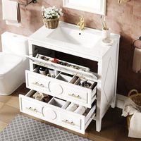 mueble de bano con lavabo de ceramica - mueble para bano - mdf - blanco 81x465x865cm