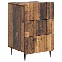armario de noche con cajon madera envejecida 43x 41 x 68 cm vidaxl
