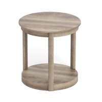 costway mesa de centro redonda mesa de salon con 2 niveles mesa auxiliar mesa de cafe de madera de caucho mesa auxiliar estilo rustico gris