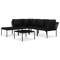 juego de muebles de jardin con cojines 6 piezas pvc negro vidaxl
