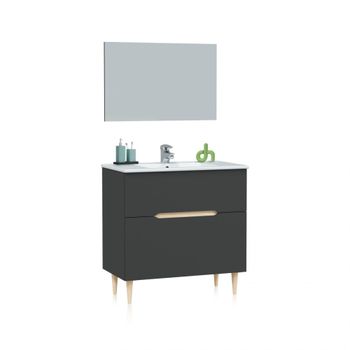 Mueble de baño de 1 puerta y 1 cajón 45x80 cm 80 antracita roble