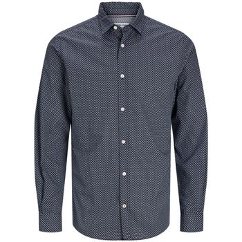 Jack & Jones Camisa manga larga 12261090 JJMATHEO PRINT DETAIL SHIRT LS BLACK para hombre