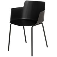 silla con respaldo ergonomico reposabrazos y patas de metal negra