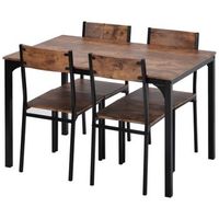 set mesa de comedor y 4 sillas mdf y acero urban meuble vintage 108x65 cm - marron