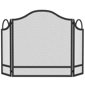 HOMCOM Parachispas para Chimenea Plegable de 3 Paneles en Metal 122x1x74 cm Negro   Aosom España
