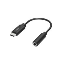 adaptador hama usb c a jack 35mm negro