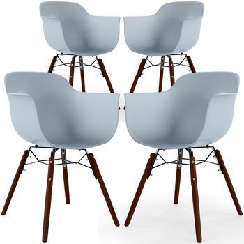 Sillas De Comedor - Diseño Escandinavo - Patas De Madera Oscura - Pack De 4 - Nordika Gris