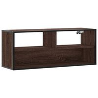 mueble tv  mueble de salon  gabinete de tv madera ingenieria y metal marron roble 100x31x395 cm
