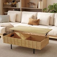 mesa de centro elevable de mdf homcom 110x55x365 cm-roble