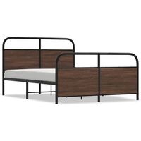 cama matrimonial  cama para adultos  estructura de cama sin colchon metal marron roble 140x190 cm