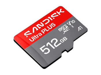Tarjeta Micro SD - SANDISK Ultra PLUS, 512 GB, Hasta 200 MB/s, UHS-I, V10, A1, C10, Adaptador SD, Full HD, Gris